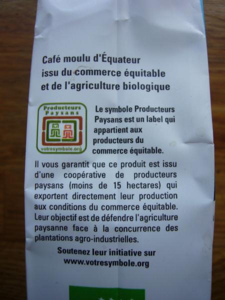 Ethiquable - Cafe dEquateur 250g - francouzký text